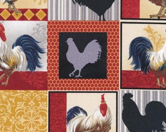 Chicken Fabric, By The Yard, Rooster Inn Patch Paintbrush Studio Fabrics, 112-31121, Quilting Cotton, BTY, TheFabricEdge