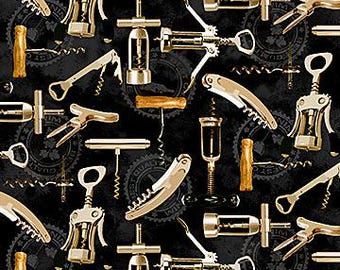 Wine Fabric, By The Yard, You Had Me At Wine, Cork Screws, Northcott Fabric, DP23577-99, Quilting Cotton, BTY, TheFabricEdge