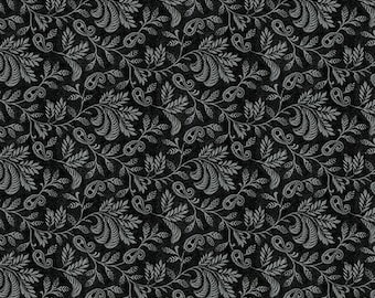 Paisley Floral Fabric, By The Yard, Les Poulets Encore Floral, Windham Fabrics, Black, 31298A-1, Quilting Cotton, BTY, TheFabricEdge