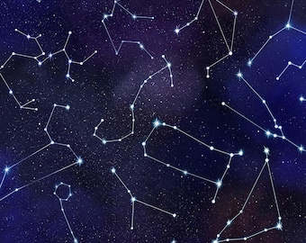 Star Fabric, By The Yard, Royal Constellations, Elizabeth's Studio, 582E-RYL, Quilting Cotton, BTY, TheFabricEdge