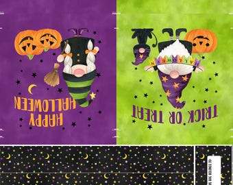 Halloween Bag Panel, 24" Panel, Northcott Gnomes Night Out Trick-or-Treat Bags 24669-85, Quilting Cotton, TheFabricEdge