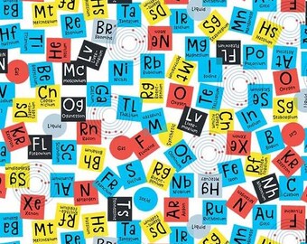 Science Fabric By The Yard, Periodic Elements, STEM Squad, Michael Miller Fabric, DC9720-WHIT-D, Quilting Cotton BTY, TheFabricEdge