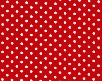 Polka Dot Fabric, By The Yard, Michael Miller, Dumb Dot, White Dots on Red, CX2490-REDX-D, Quilting Cotton, BTY, TheFabricEdge