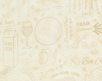 Kitchen Fabric, By The Yard, Taste The Experience, Cream, C6796, Quilting Cotton, Timeless Treasures, BTY, TheFabricEdge