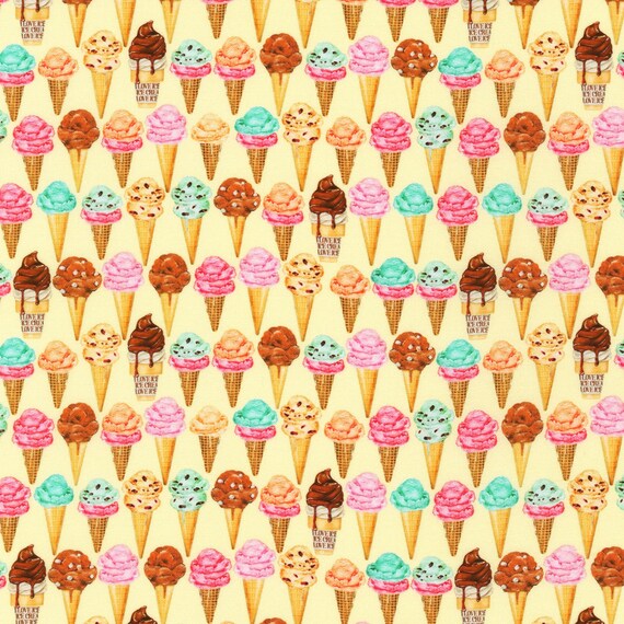 Ice Cream Cone Fabric by the Yard Ice Cream Cones Robert Etsy