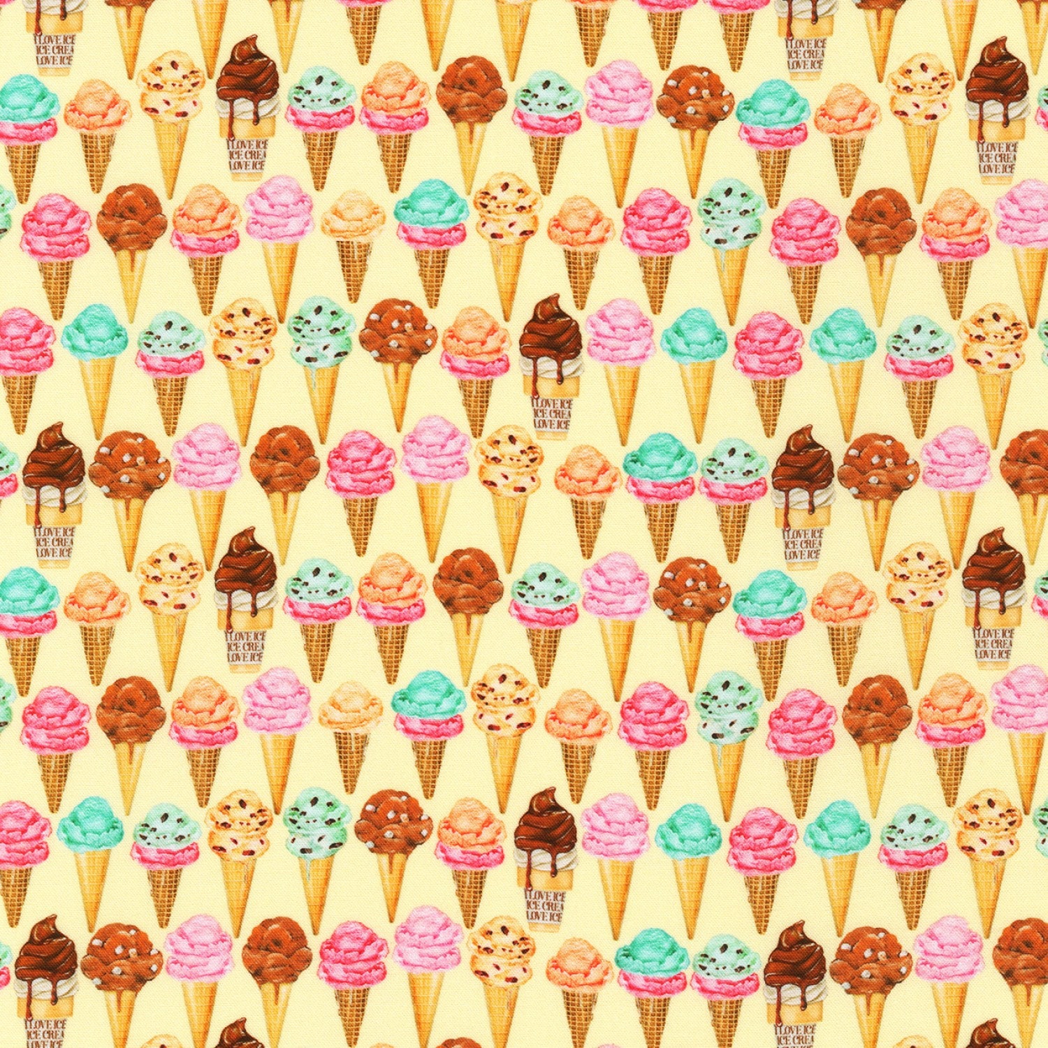 Ice Cream Cone Fabric By The Yard Ice Cream Cones Robert | Etsy