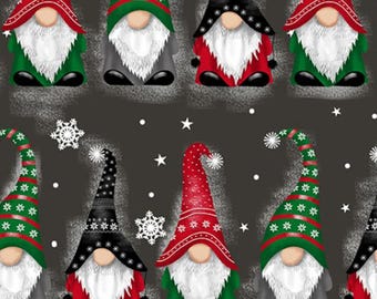 Gnomes MINKY Fabric, By The Yard, Ash Gnomes Cuddle Minky, Shannon Fabrics, DCGNOMESASH, Gray, Minky, BTY, TheFabricEdge