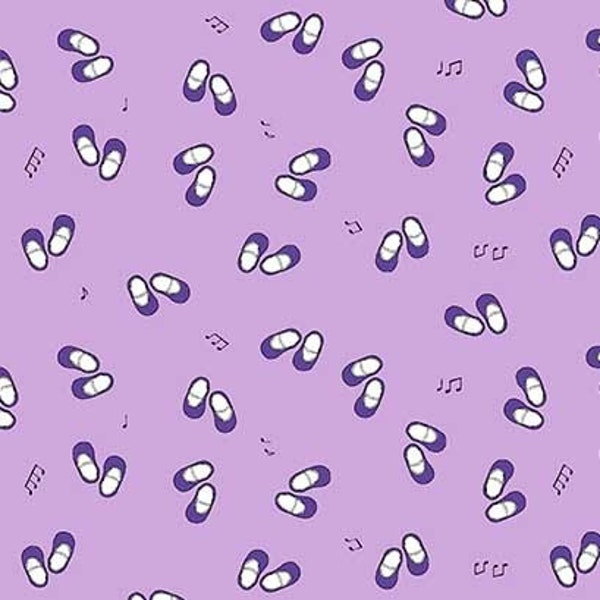 Ballet Fabric, By The Yard, Little Ballet Shoes, Ballet Notes, Applause, Michael Miller, Lavender, DC8261-LAVE-D, TheFabricEdge