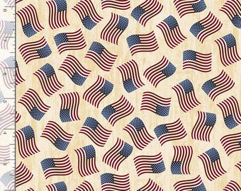 Patriotic Fabric, By The Yard, Flag Fabric, Tossed American Flags, Timeless Treasures, Quilting Cotton, BTY, C7048, TheFabricEdge