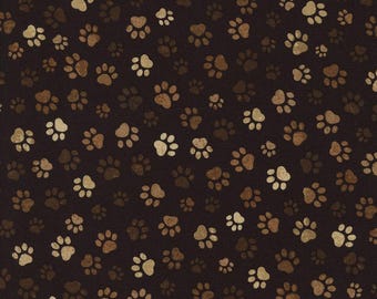 Paw Print Fabric, By The Yard, Muddy Paw Prints, Timeless Treasures, C1846, BTY, Brown Paw Prints, TheFabricEdge