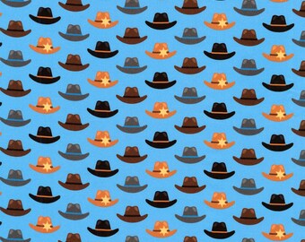 Cowboy Hat Fabric, By The Yard, Small Cowboy Hats, Robert Kaufman, AHED185454, Quilting Cotton, BTY, TheFabricEdge