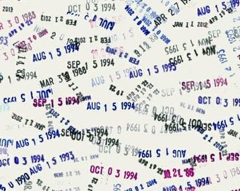Library Fabric, By The Yard, Jot, Overdue, Windham Fabrics, Library Card Date Stamps, 42710A-17, Quilting Cotton, BTY, TheFabricEdge