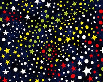 Stars Fabric, By The Yard, Launch Party Stars, Multicolor Stars on Black, 120-99563, Quilting Cotton, BTY, TheFabricEdge