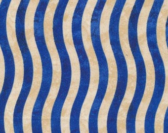 Flag Wavy Stripe, By The Yard, Marblehead Valor Stripes Blue/Tan, Paintbrush Studio Fabric, 120-12814, Quilting Cotton, BTY, TheFabricEdge