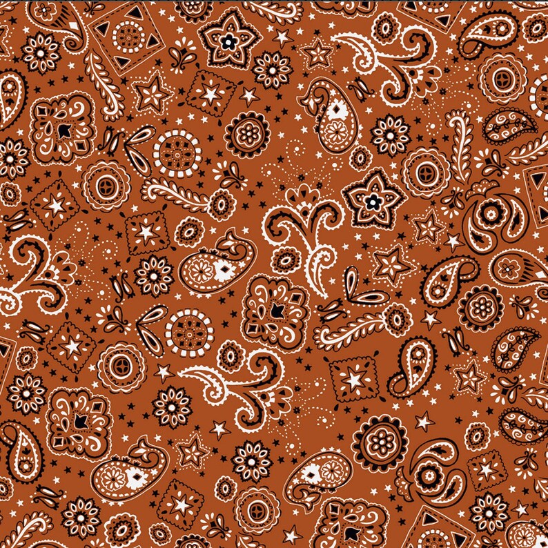 Bandana Flannel Fabric By The Yard Brown Bandana Flannel Etsy