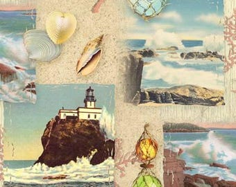 Nautical Fabric Lighthouse Fabric, By The Yard, Coastline, Springs Creative, 71574J370715, Quilting Cotton, BTY, TheFabricEdge