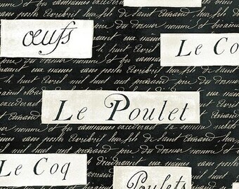 French Words Fabric, By The Yard, Les Poulets Encore Words, Windham Fabrics, 31291A-2, French Country, Quilting Cotton, BTY, TheFabricEdge