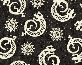 Southwest Fabric, By The Yard, Coyote Canyon Lizards, 51391-2, Black, Windham Fabrics, Quilting Cotton, BTY, TheFabricEdge