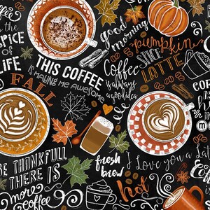 Pumpkin Spice Fabric By The Yard, Coffee Fabric, Timeless Treasures C7034, Quilting Cotton BTY, TheFabricEdge