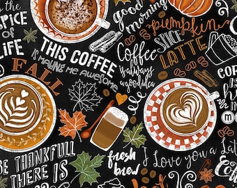 Pumpkin Spice Fabric By The Yard, Coffee Fabric, Timeless Treasures C7034, Quilting Cotton BTY, TheFabricEdge