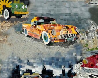 Car Fabric, By The Yard, Artworks XIII Car Scenic, Multi, Quilting Treasures, 27311X, TheFabricEdge