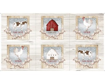 Farm Fabric Panel, 24" Panel, Farm Life Picture Patches, QT Fabrics, 27676-E, Quilting Cotton, TheFabricEdge