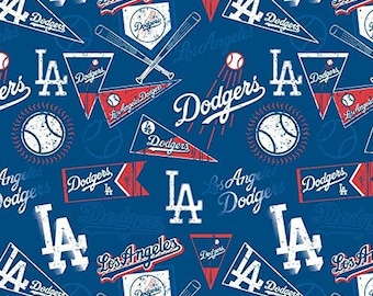 Tela L.A. Dodgers, PRECUT HALF YARD, M.L.B. L.A. Los Angeles Dodgers, 14418-B, Con licencia, Algodón acolchado, TheFabricEdge