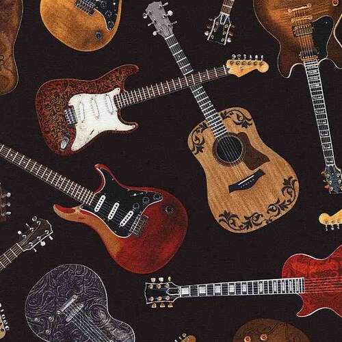 Guitar Music Instrument Quilting Fabric C1611 by Timeless Etsy