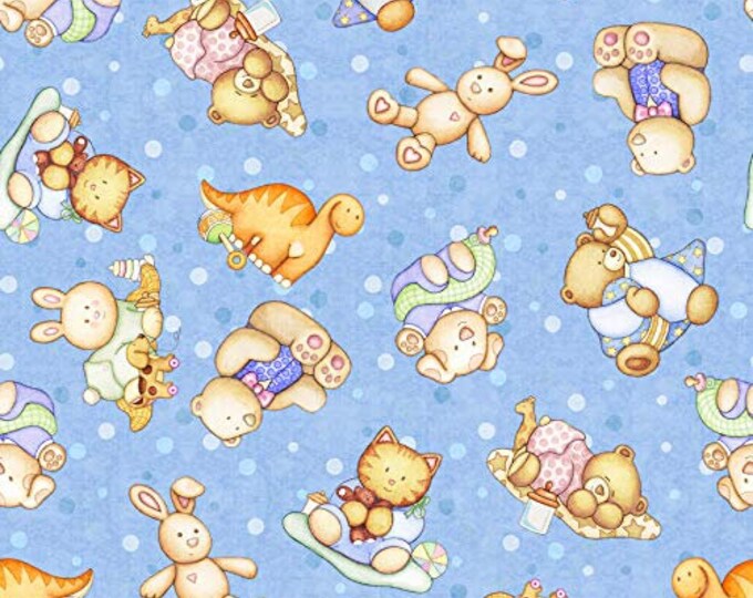 Baby Nursery Fabric by the Yard Lullaby Tossed Baby Animals Etsy