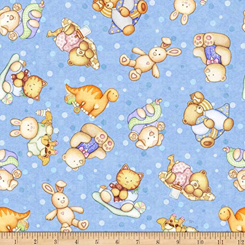 Baby Nursery Fabric by the Yard Lullaby Tossed Baby Animals Etsy