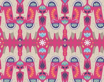 Llama Fabric, By The Yard, Llama Drama Festive Llamas, Camelot Fabrics, 21191203-02 Magenta, Quilting Cotton, BTY, TheFabricEdge