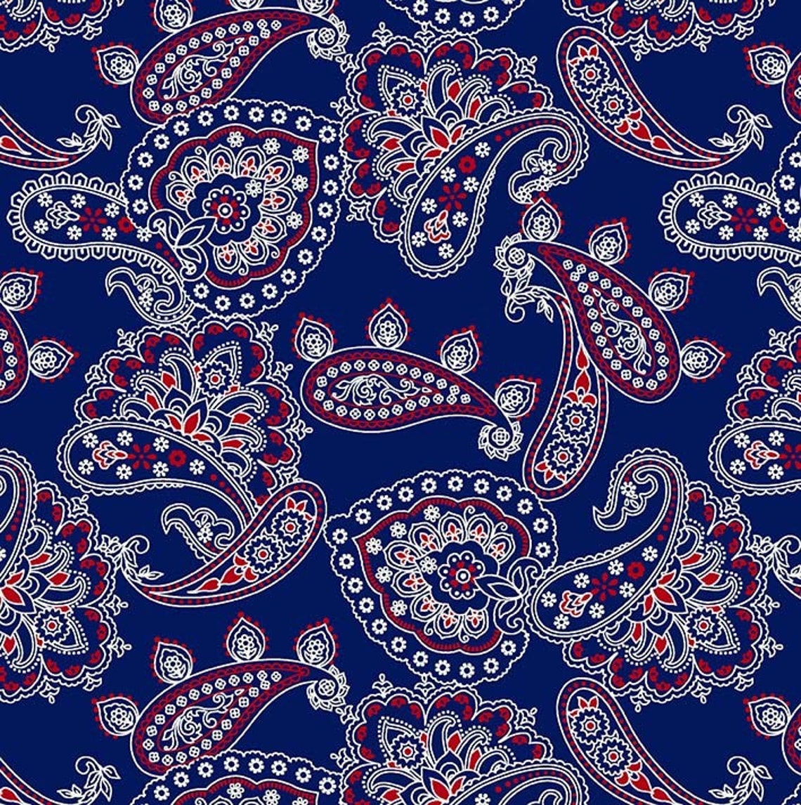 Bandana Fabric By The Yard Bandana Allover Blue Michael | Etsy