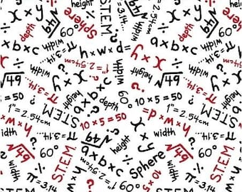 S.T.E.M. Fabric, By The Yard, Windham Fabrics, Science Fabric, Math Fabric, STEM Equations, 51263-2, White, TheFabricEdge