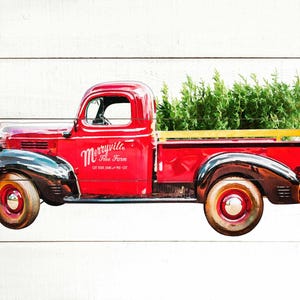 Red Truck Panel, 36&quot; Panel, Christmas Fabric Panel, Christmas Tree Truck, Christmas Loads of Cheer, 72424A, Quilting Cotton, TheFabricEdge