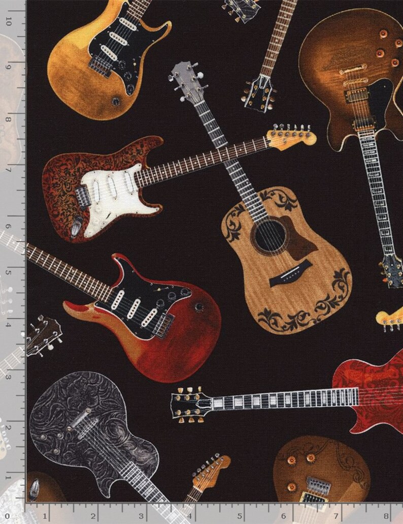 Guitar Fabric By The Yard Timeless Treasures C1611 Music | Etsy