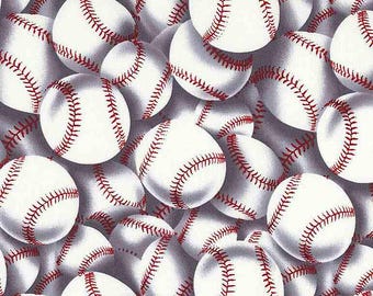 Baseball Fabric BTY, Sports Fabric, Timeless Treasures Sport-CD2159 White, Quality Quilting Cotton BTY, The Fabric Edge