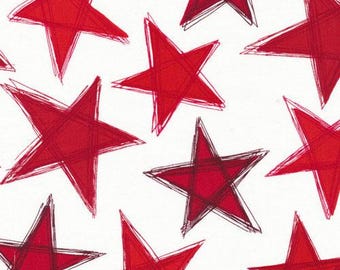 Star Fabric, By The Yard, Valor By Ro Gregg, Paintbrush Studio, Large Red Star, White,120-13151, Quilting Cotton, BTY, TheFabricEdge