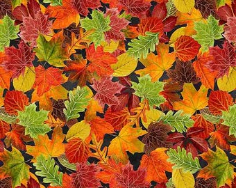 Fall Leaves Fabric BTY, Harvest Packed Leaves, Timeless Treasures CD1427, Quilt Cotton BTY, TheFabricEdge