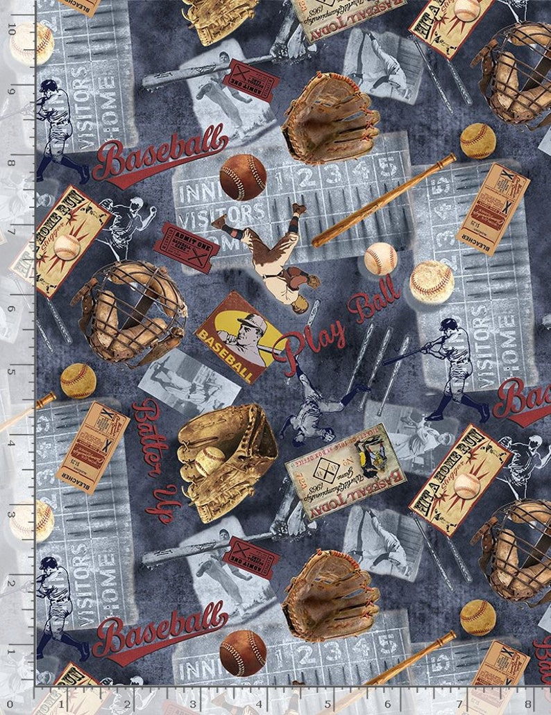 Baseball Fabric by the Yard Vintage Baseball C6007 Etsy