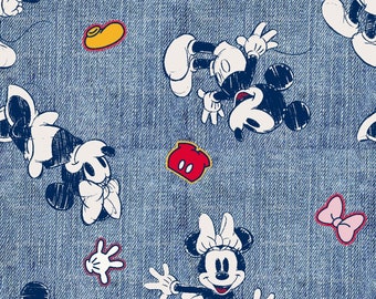 Mickey Mouse Fabric By The Yard, Mickey and Minnie Full Character, Springs Creative 72239A620710, Quilting Cotton BTY, TheFabricEdge