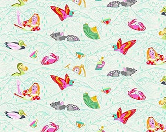 Alice in Wonderland Fabric By The Yard, Curiouser and Curiouser Tula Pink, Sea of Tears, PWTP162WONDER, Quilting Cotton BTY, TheFabricEdge