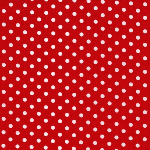 Polka Dot Fabric, By The Yard, Michael Miller, Dumb Dot, White Dots on Red, CX2490-REDX-D, Quilting Cotton, BTY, TheFabricEdge