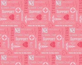 Nurse Fabric, By The Yard, Nobody Fights Alone, Riley Blake Fabric, C10422-PINK, Quilting Cotton, BTY, TheFabricEdge