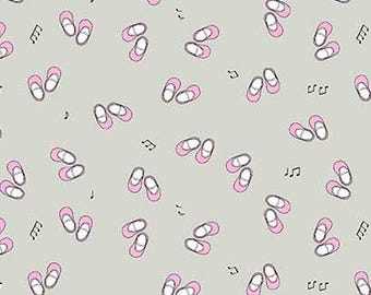 Ballet Fabric, By The Yard, Little Ballet Shoes, Ballet Notes, Applause, Michael Miller, Gray, DC8261-HAZE-D, TheFabricEdge