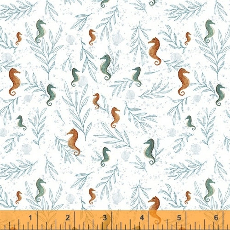 Seahorse Fabric by the Yard Tiny Seahorses Whale Tales Etsy