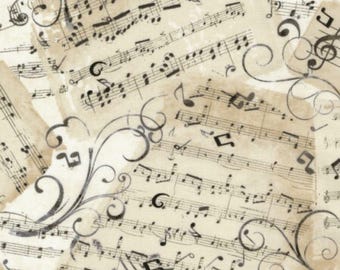 Music Fabric, By The Yard, Music Sheets, Timeless Treasures, C4830, Quilting Cotton, BTY, TheFabricEdge