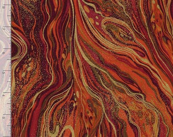 Abstract Marbling Fabric, By The Yard, Metallic Marble Fabric, Timeless Treasures, CM2210-Harvest, Quilting Cotton, BTY, TheFabricEdge