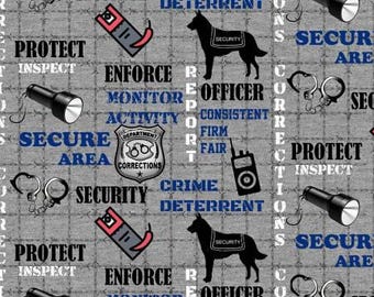 Police Fabric, By The Yard, Corrections Officer Police Dog Allover, Sykel Enterprises 1181CO, Quilting Cotton BTY, TheFabricEdge