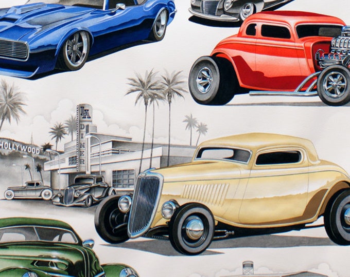 Car Fabric, by the Yard, Alexander Henry Fabric, Chopped Channeled