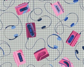 Music Fabric, By The Yard, Music Headphones Fabric, Gray, Camelot Fabrics, 27180404-1, Quilting Cotton, BTY, TheFabricEdge